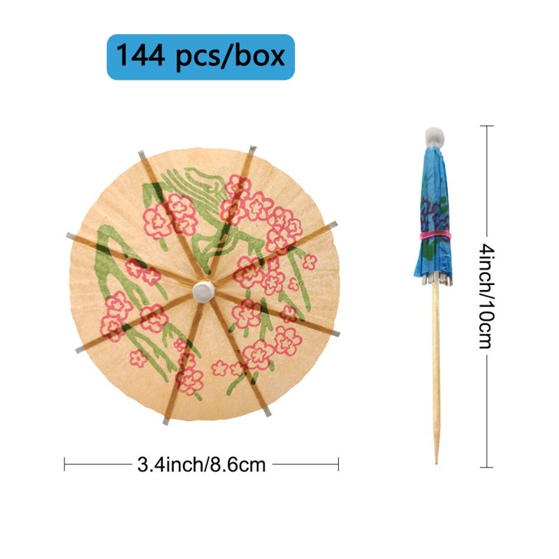 BLUETOP Cocktail Umbrella Parasol Picks 4 Inch Pack 144 Assorted Colors Drink Umbrella Toothpicks for Drink&Food  Decorative toothpicks for Party Hotel  Restaurant Hawaiian Party Children's Day - Image 2